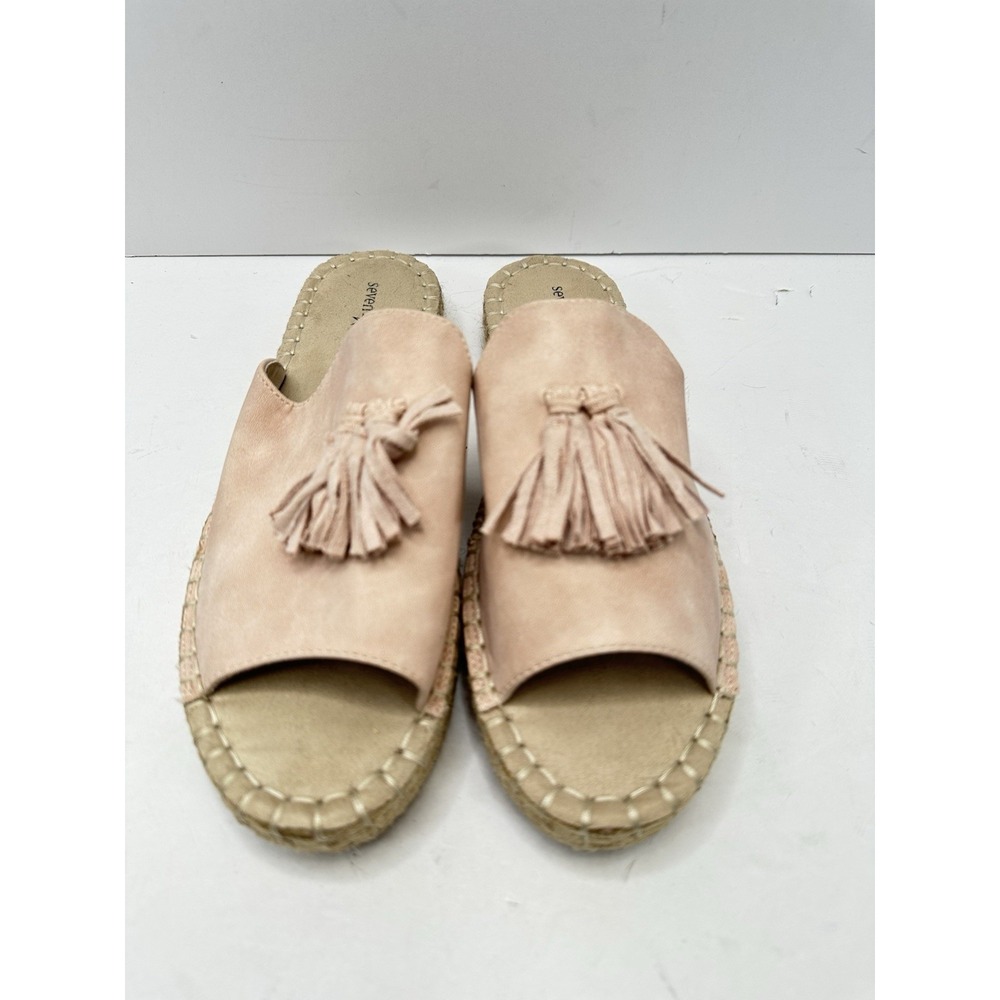 Seven Dials Wendelle Slide Espadrille Tassel Sandal 8.5M Pale Pink Faux Suede - Picture 2 of 8